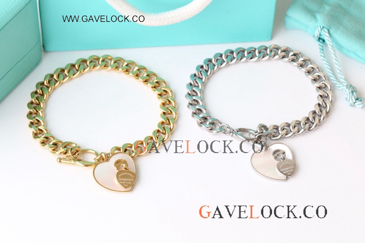 Replica Tiffiny MOP Heart Tag Chain Bracelet